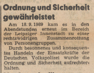 Leipziger Volkszeitung, 19.9.1989